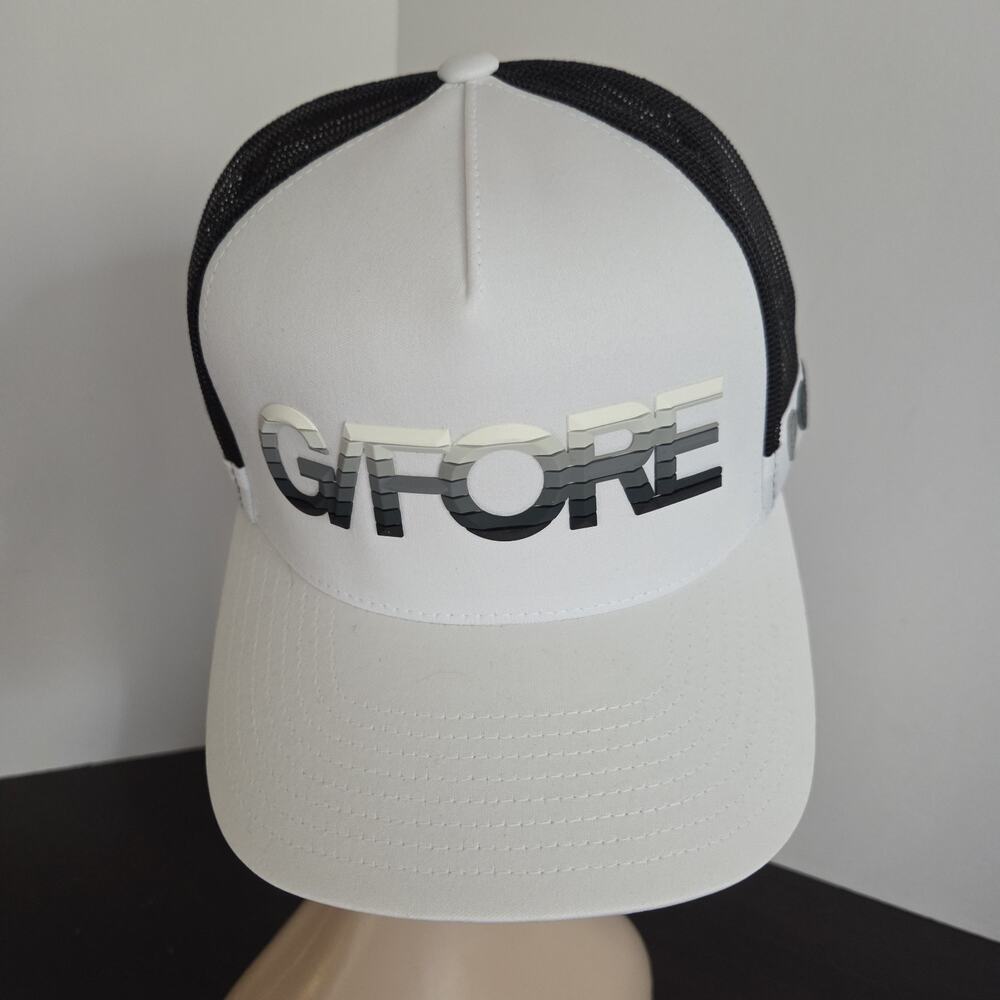 G/FORE 3D Ombre Cotton Twill Trucker Golf Hat Mens White Black Snapback Cap NEW